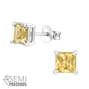 Dainty Citrine Earrings – Genuine 925 Sterling Silver, Hypoallergenic Gift